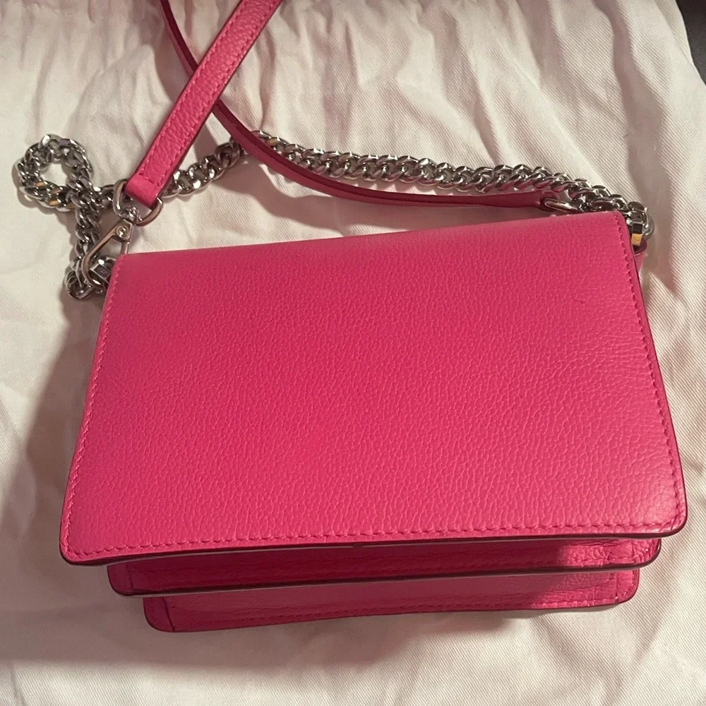 MCM Calfskin Patricia Crossbody Bag Silver Chain Sugar Pink! Limited Edition! - Picture 8 of 15